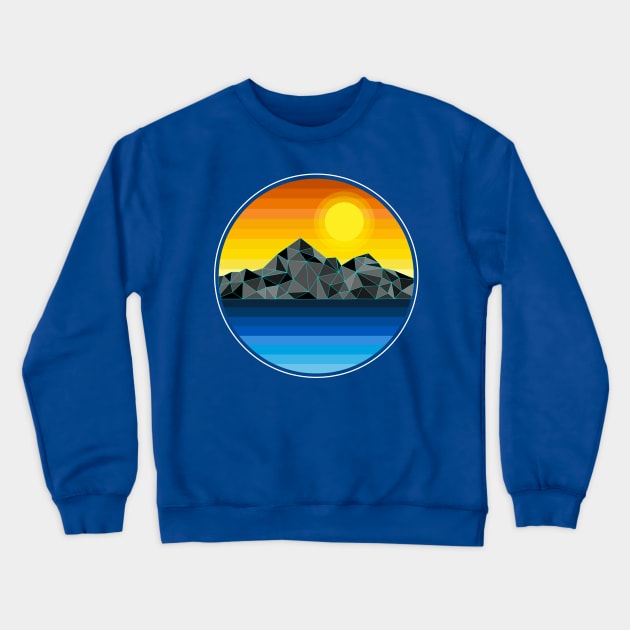 Synthwave Inspired Lakeside Mountain Grayscale Crewneck Sweatshirt by Brobocop